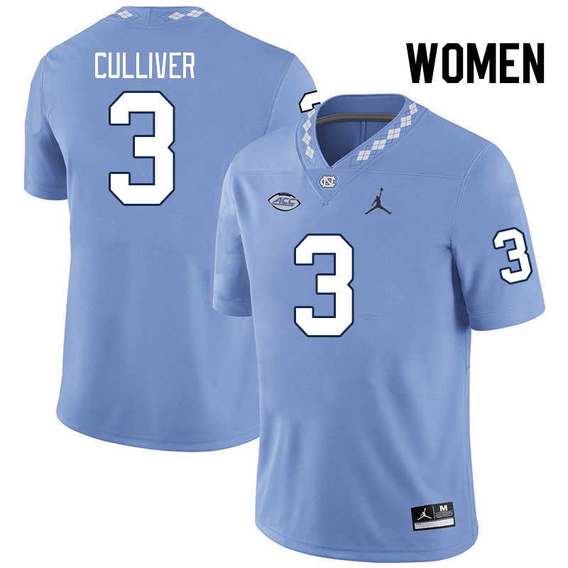 Women #3 Chris Culliver North Carolina Tar Heels College Football Jerseys Stitched Sale-Carolina Blu